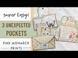 So Easy! Making Pockets from Unexpected Ephemera!! 3 Easy Surprise Pockets. Junk Journaling!!