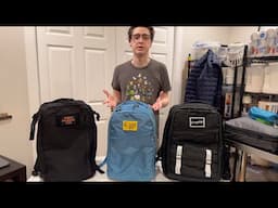 2 Compartment Minimal One Bag Travel Comparison—Goruck GR2 26l, Bullet 18, Recycled Firefighter 24+