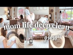 MOM LIFE DEEP CLEAN WITH ME || DEEP CLEAN MY LIVING ROOM WITH ME || Taylor Marie Motherhood