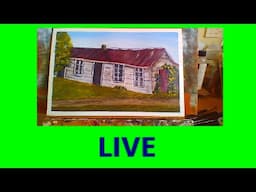 Painting an old brick house in Acrylics LIVE