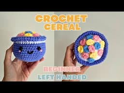 LEFT HAND Crochet CEREAL BOWL Amigurumi Tutorial for Beginners Step by Step Tutorial, How to Crochet