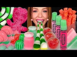 ASMR MUKBANG, Watermelon Dessert, Lucas Salsagheti Sour Candy, Snail Jelly, Giant Sour Patch Kids 먹방