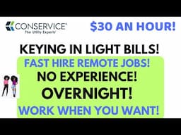 Conservice Hiring! - Keying In Light Bills No Experience Overnight Fast Hire Remote Jobs