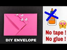 Envelope making without Glue & Tape || DIY Origami Envelope || Valentine's Day Envelope Card