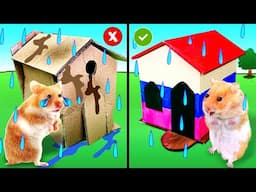 Colorful Hamster DIY House Builder Made Cardboard Rescue Storms In Hamster Stories Part 2