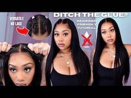 EASY BEGINNER FRIENDLY HD LACE GLUELESS WIG TUTORIAL| 10 Minute Yaki Wig Install | Klaiyi Hair