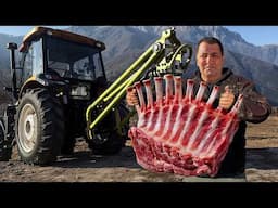 I Cooked Giant Beef Ribs Using a Tractor – Crazy BBQ Experiment!