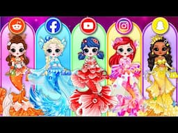 Social Media Mermaid Fashion For Disney Princess, Elsa & Ladybug | DIY Paper Dolls Fashion