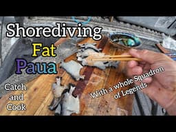 Shorediving for Fat Paua with a whole Squadron of Legends [ Catch and Cook ]