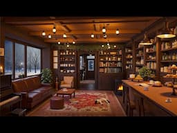 Snowy Day in Cozy Coffee Shop ❄ Background Jazz Instrumental to Relax, Study, Work