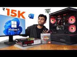 15,000/- Rs Super AMD PC Build!⚡[GIVEAWAY] Hard Gaming & Editing  Test🪛