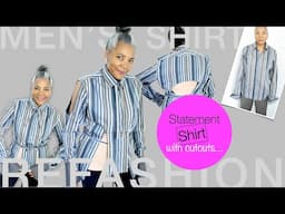 Men's Shirt into a Women Top with Cutouts | DIY Thrift Flip