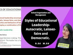 Styles of Educational Leadership-Autocratic, Laissez-faire and Democratic