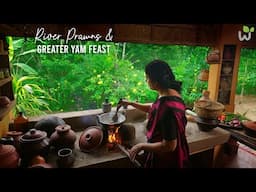 River Prawns & Greater Yam Feast | Kerala Traditional Lunch Recipes | Village lifestyle & foods 🍤🥥🍠