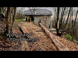 How I Lifted Massive Wooden Beams onto Stone Pillars with My Own Hands! Ep. 26