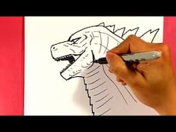 How to Draw GODZILLA - Side Face