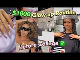 $1000 GLOW UP Before COLLEGE ✨ (nails, hair color, laser treatment, shopping + maintenance vlog)