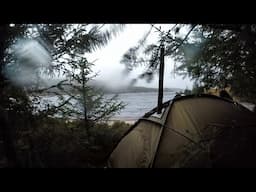 Camping in Heavy Rain with Hot Tent & Tarp Shelter