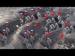 Ukrainian FPV drones brutally wipe out entire Russian infantry column hiding on shelter in Toretsk