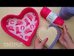 Crochet Heart Basket with Wooden Template - Easy and Quick Tutorial