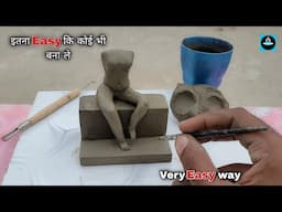 🌺सरस्वती मूर्ति बनाने का इससे आसान तरीका नहीं देखा होगा/Easy Saraswati idol Making process in clay