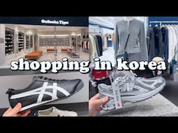 shopping in korea vlog 🇰🇷 trendy fashion haul 🛍️ Onitsuka tiger, clothing & accessory 💸