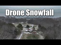 Snowfall in Georgia Drone Over Farm