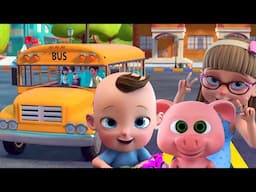 Wheels On The Bus Goes Round And Round + Street Vehicles Songs @BabaSharo TV - Kids Songs