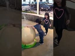 Kids playing in water fountain                             #shorts  #fun