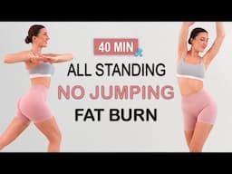 40 Min Intense Full Body Fat Burn | All Standing - No Jumping Workout | Sweaty HIIT, No Repeat