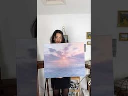 Pink sunset over the ocean painting #art #painting #oceansunset