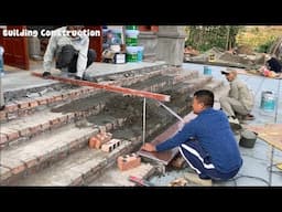 Construction And Installation Of Beautiful And Sturdy Natural Stone Steps To The Porch