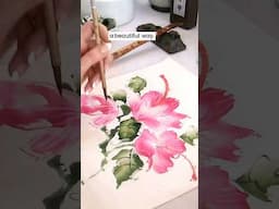 Painting the Hibiscus #chinesebrushpainting #watercolor #brushpainting #floralart #floralwatercolor