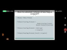 How to calculate the volume of one bag of cement?