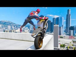 IRON Spiderman Gameplay Funny Fails in GTA 5 - Spider-man Motorcycle Crash (Euphoria Ragdolls) #16