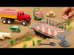 diy jcb mini tractor and truck making mini home pipe construction with bricks science project