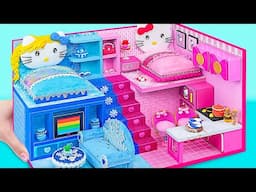 Make Hello Kitty House with Hot and Frozen Bedroom, Kitchen Set from Cardboard | DIY Miniature House