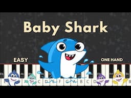 Baby Shark - Easy Piano Tutorial For Beginner - 1 Hand Play Along