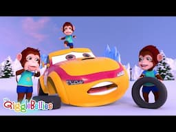 Car And The Missing Wheel | Nursery Rhymes For Kids - GiggleBellies