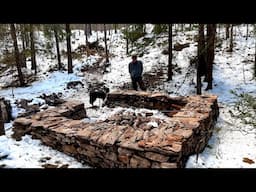 Building a Small Stone House in the Woods - Dry Stone Walling - Day 14-16