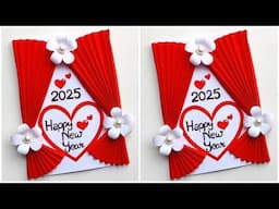 Happy New Year card 2025 / New year card making ideas / How to make New year greeting card