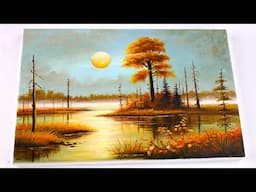 Autumn Sunset Painting |  Acrylic Painting Tutorial