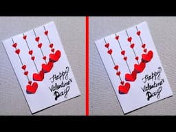 How to make Greeting card for Valentine's day | DIY Cute white paper valentines day card making easy