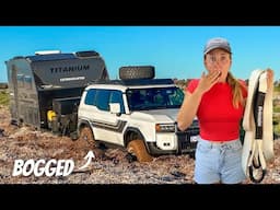 BOGGED FOR HOURS, Solo Recovery Of 4x4 and Caravan