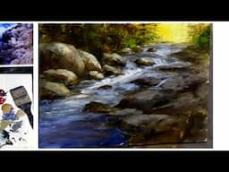 Painting A Mountain Stream- Acrylic Painting of Rocks and Water