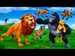 Heroic Gorilla Rescues Lion Cub from Evil Lion | Epic Animal Revolt Battle