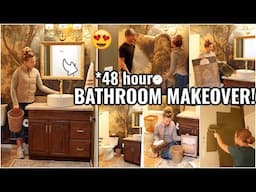 DIY SMALL BATHROOM MAKEOVER ON A BUDGET!!😍 48 HOUR BATHROOM TRANSFORMATION | HOUSE TO HOME