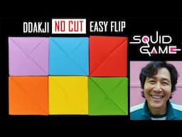 Origami Squid Game Ddakji A4 no cuts || How To Make Ddakji Easy Flip TUTORIAL