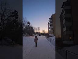 A freezing cold (-11c) sunset walk in a Stockholm suburb !