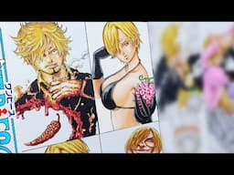 Drawing Sanji in Different Devil Fruit Power | One Piece | ワンピース